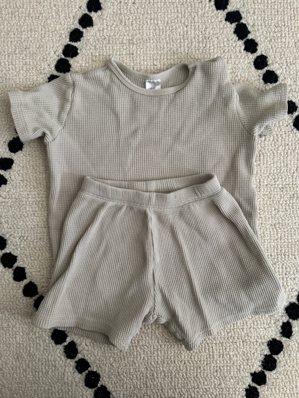 H&M Beige Waffle Knit Shorts Set